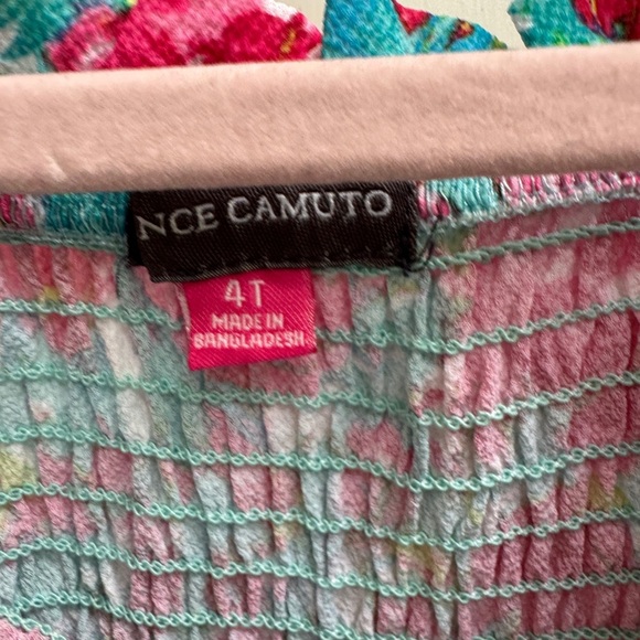 NWOT Vince Camuto 4T Girls Multicolor Floral High Low Tulip Short Sleeve Dress - Picture 6 of 7